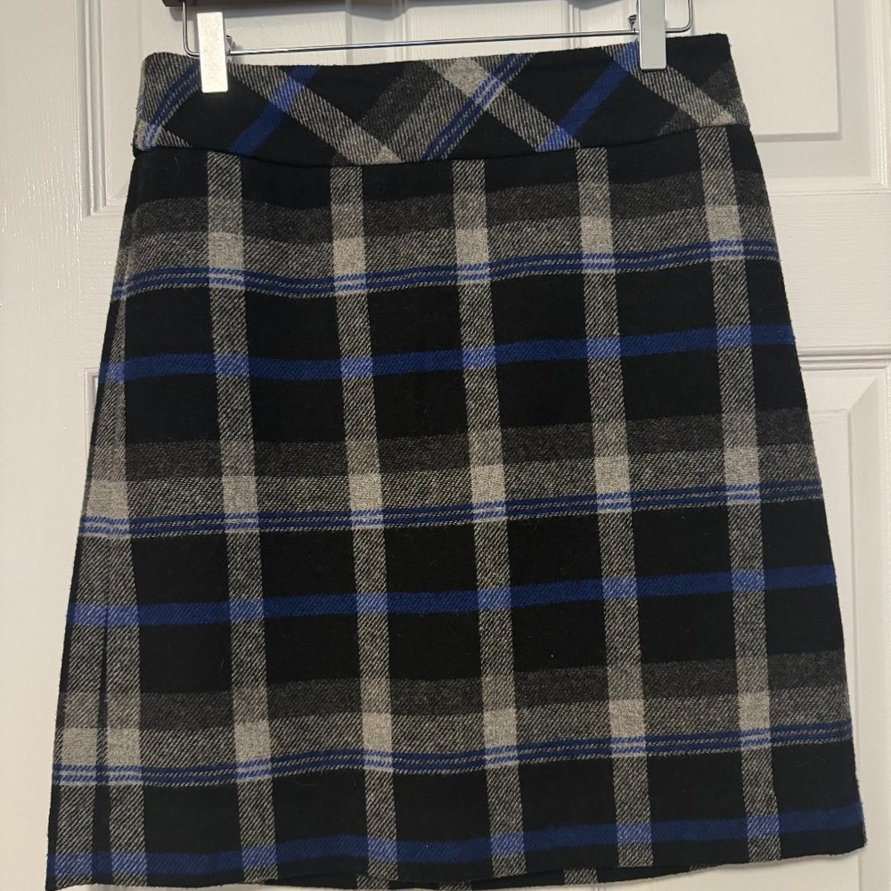 Talbots Black and Blue Wool Blend Lined Mini Straight Pencil Skirt